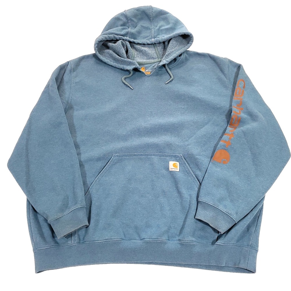 Sleeve Hit Carhartt Hoodie 2XL Teal Original Fit cut crew neck work wear